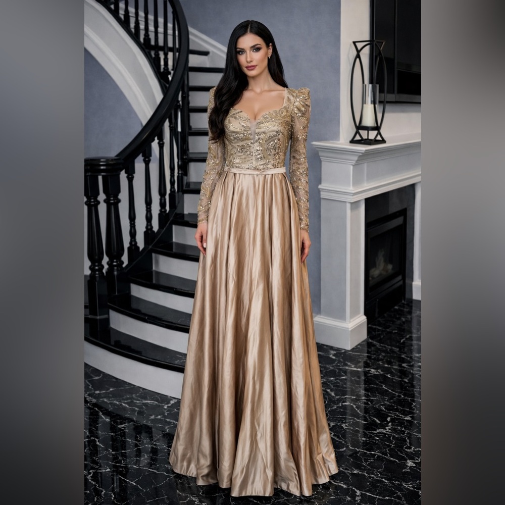 Elegant Gold Evening Gown